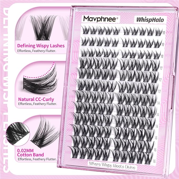 Eyelash Clusters Wispy LashClusters Natural DIY Lash Extensions 10-16MM Individual Eyelashes 120Pcs Cluster Lashes CC-Curly Cluster Eyelash Extensions Fairy Lashes Clusters For Daily Wear