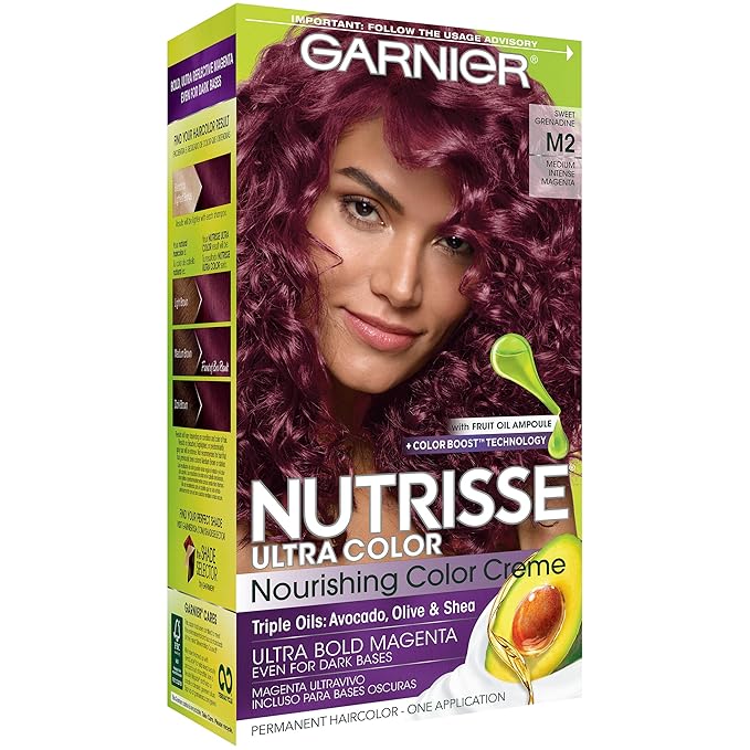 Garnier Hair Color Nutrisse Ultra Color Nourishing Hair Color Creme, Sweet Grenadine M2, 1 Count