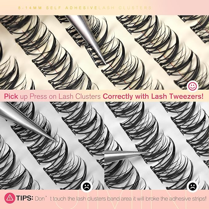 Fairy Self Adhesive Eyelashes Wispy Lash Clusters with Glue Press on Lashes Reusable Self Adhesive Manga Lash Clusters 8-14MM Pre-Glued Eyelashes Clusters Easy to Apply Beginners Friendly by JIMIRE