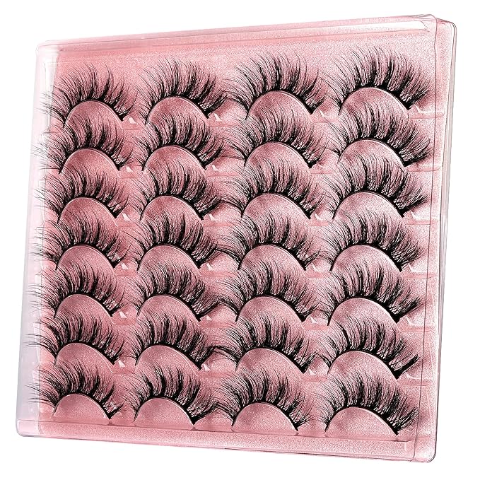 False Eyelashes Wispy Lashes Natural Look Eye Lashes Cat Eye Fake Eyelashes C-Curly False Lashes Volume Handmade Light Volume Eyelashes 14 Pairs Pack by zanlufly