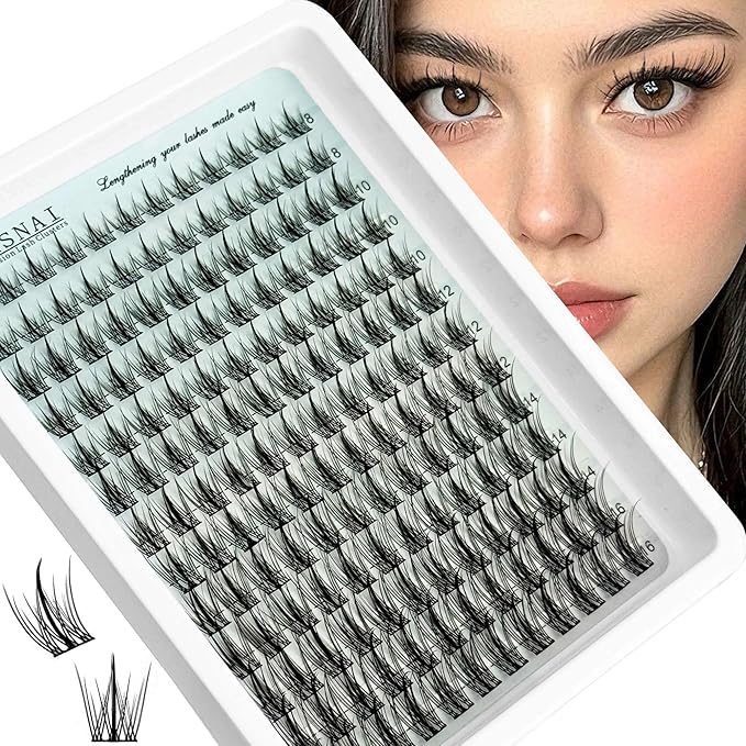 Lash Clusters Natural Look Wispy Manga C Curl Lash Extensions Fairy Eyelash Clusters 8-16MM 156pcs Eye Lashes Extension, Yasnai Individual Eyelash Clusters DIY at Home