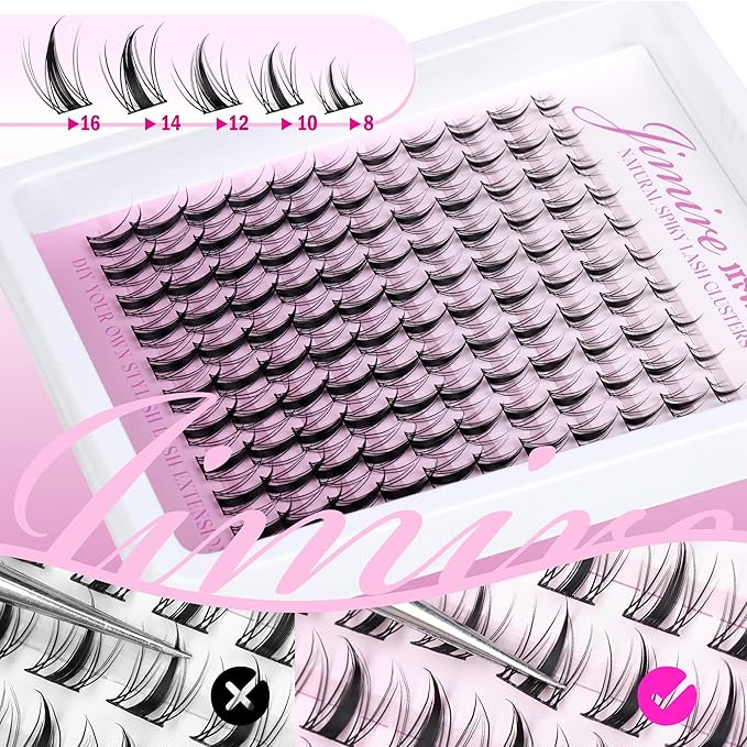 Fairy Lash Clusters Natural Look Manga Eyelash Clusters Wispy D-Curly Cluster Eyelash Extensions 110 Pcs 8-16MM Wispy Individual Lashes Wet-Look Lash Extension with Invisible Lash Band