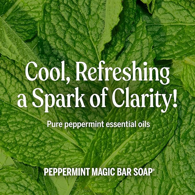 Dr. Bronner's Pure-Castile Magic Bar Soap (Peppermint, 5oz, 12-Pack) – Made with Regenerative Organic Certified Oils, Soap Bars for Men & Women, Vegan, Cruelty-Free, Non-GMO