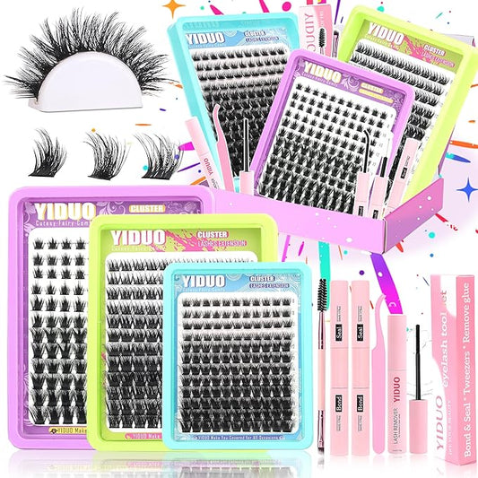 3 Styles Lash Clusters Kit Bulk Packs with 2×Bond&Seal Volume/Manga/ultra/Dramatic Eyelash Extensions 8-18mm lashes Clusters Kit Wispy D Curl Individual Fake Eyelashes Kit DIY at Home Easily