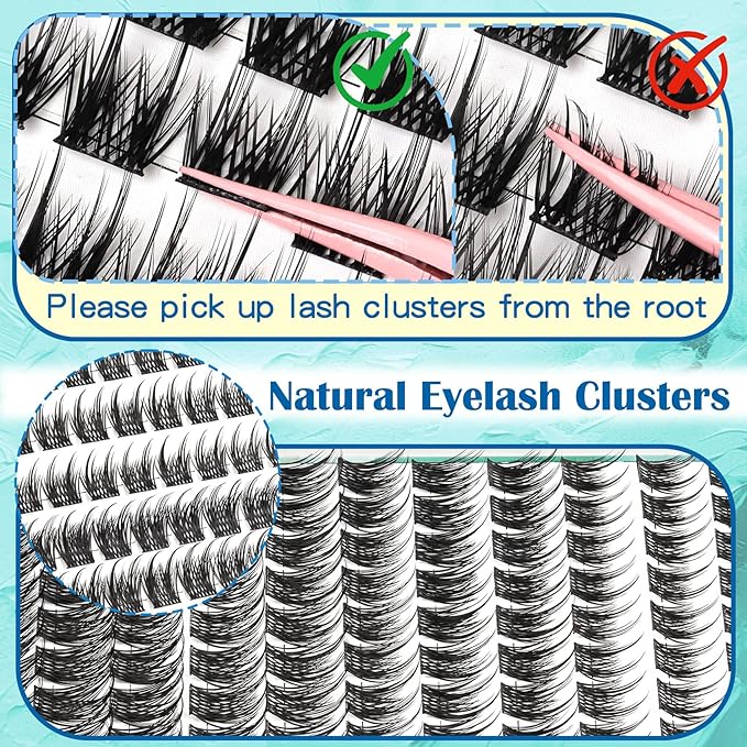 Lash Clusters Manga Eyelash Clusters 10-16mm Spiky Lashes Clusters CC Curl Natural Anime Cluster Eyelash Extensions 144pcs Wispy DIY Lash Extension (Chic)