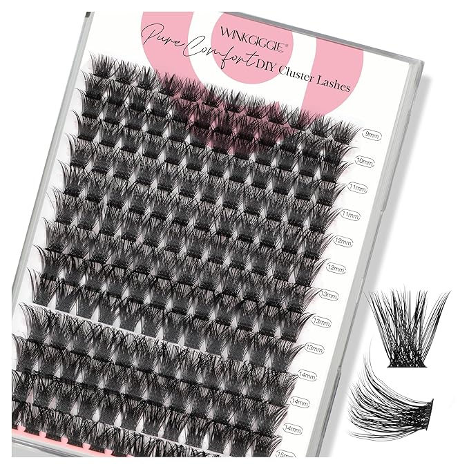 WINKGIGGLE Lash Clusters DIY Eyelash Extensions 56D Mega Volume, Individual Wispy Lashes Clusters for Home Application