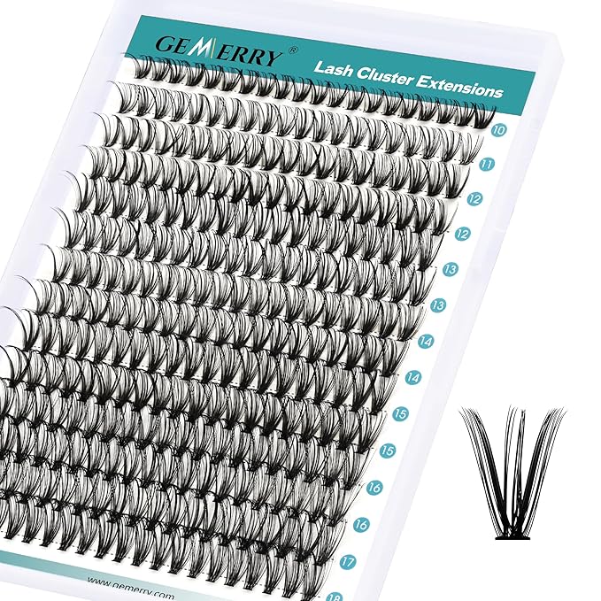 GEMERRY Lash Clusters 280pcs 30D DIY Eyelash Extension D Curl Individual Lash Cluster Natural Eyelash Extension Mixed Tray Reusable Handmade Home Application (30D-0.07D-10-18MIX)