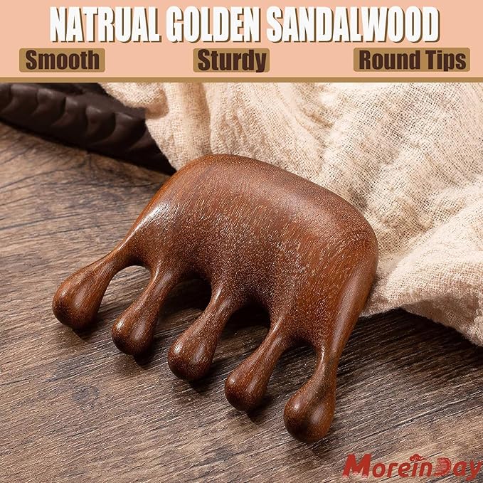 Wooden Scalp Massager for Scalp Gua sha, Massage Comb, Wooden Head Massager - Sandalwood