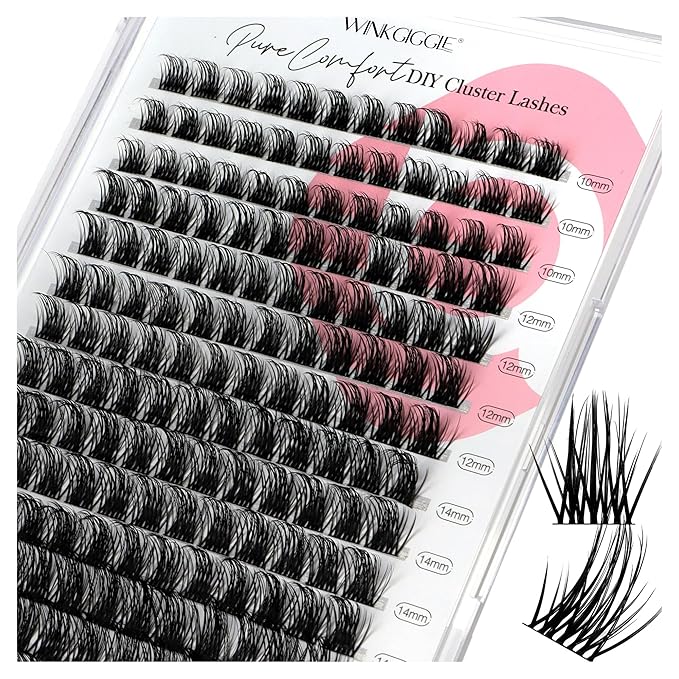 Cluster Lashes Wispy Lash Clusters Soft D+ Curl Eyelash Clusters Russian Lashes Clusters DIY Eyelash Extensions at Home,Thin Bank MIX (705)