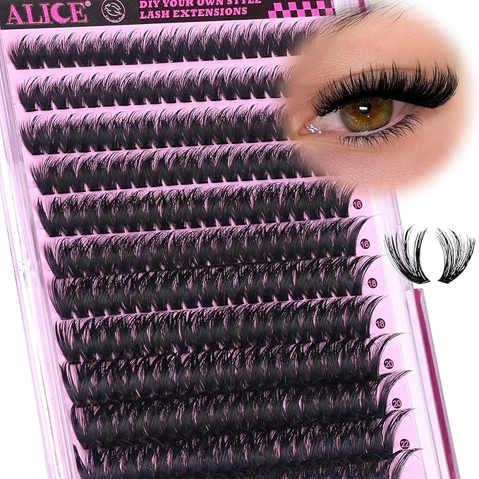 ALICE Fluffier Wispy Lash Clusters Eyelash Clusters Spiky Anime Cluster Eyelash Extensions 240pcs 100D 12-22mm CC- Curly Individual Lashes Fairy Volume Salon Lash Extensions DIY at Home