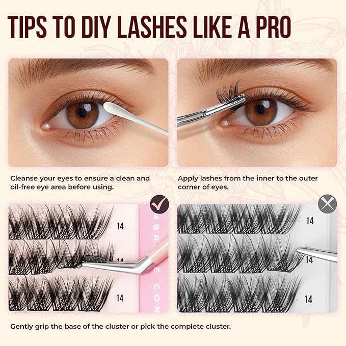 WINKGIGGLE Lash Clusters,Mega Volume DIY Individual Eyelash Extensions Wispy Lashes Cluster Kit at Home