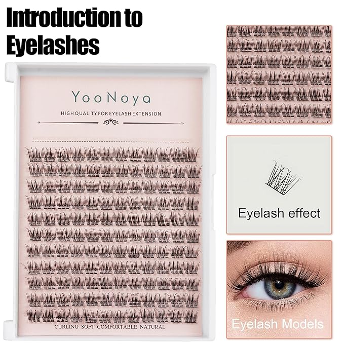 Wispy Cluster Lashes 144 Pcs 11mm Natural Individual Eyelashes Wispy C D Curl DIY Cluster Eyelash Extensions Super Thin Band Eyelashes (QF-11mm)