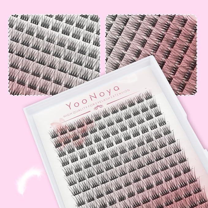 168Pcs Ultra-Fine soft Lash Clusters 0.03 mm thick 9-16mm Mixed Length Natural Wispy Eyelash Clusters Lightweight, easy to apply Lashes With premium eyelash effect (QR-0.03mm thickness - 168Pcs)