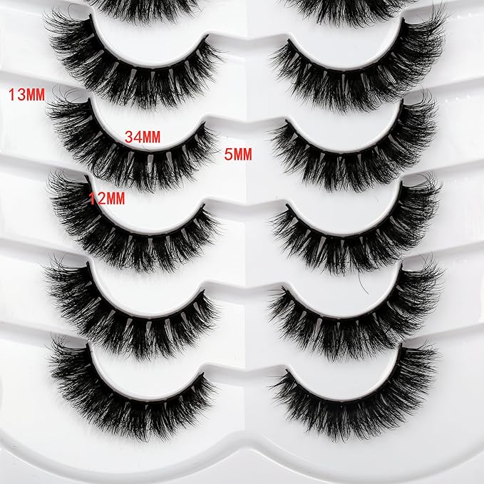 Pooplunch False Eyelashes Natural Volume Cat Eye Cluster Extensions Look Wispy Short Flared Fake Eyelash Faux Mink Lashes Strips 7 Pairs Pack