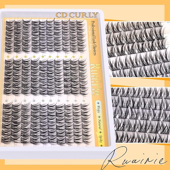 Manga Lash Clusters Wispy Eyelash Clusters Natural 180pcs Individual Lashes Spiky Lashes Clusters C Curly Cluster Eyelash Extensions 11-13mm DIY at Home Eyelashes Clusters by Ruairie