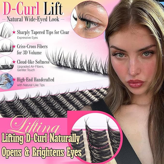Manga Lash Clusters Kit Natural Anime Lashes Eyelash Extensions Eye Lashes Natural Looking with Lash Brush DIY Lash Extension Kit Eyelashes Natural Look Individual Lashes Kit For Beginners (No Glue)