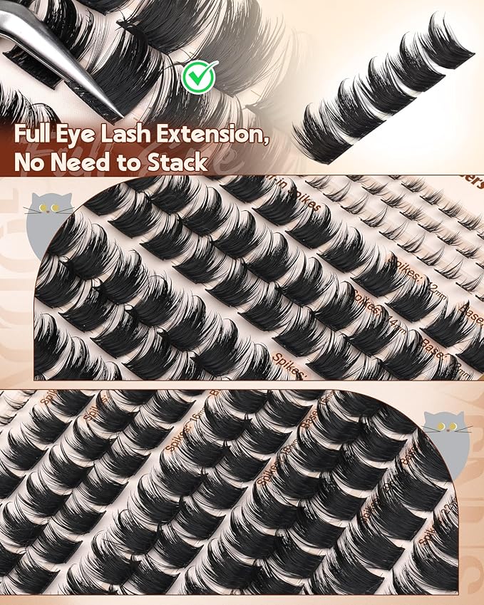 Volume Manga Lash Clusters with Spikes 300D Waterproof Fairy Eyelashes Clusters Bottom Lashes Clusters Wispy Anime Cluster Eyelash Extensions D Curl Full Eye Lash Extension