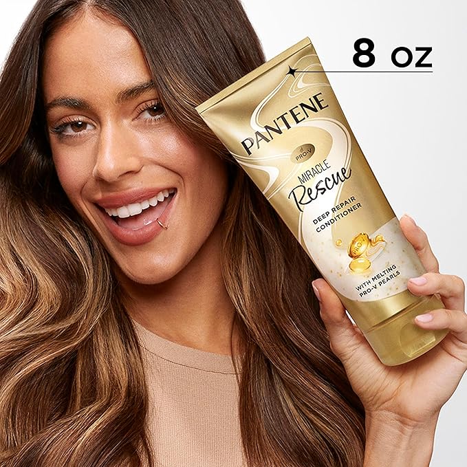 Pantene Miracle Rescue Deep Conditioner with Melting Pro-V Pearls - For Dry, Damaged, or Color-Treated Hair - Intense Moisture & Repair - 8.0 Oz (Pack of 12)