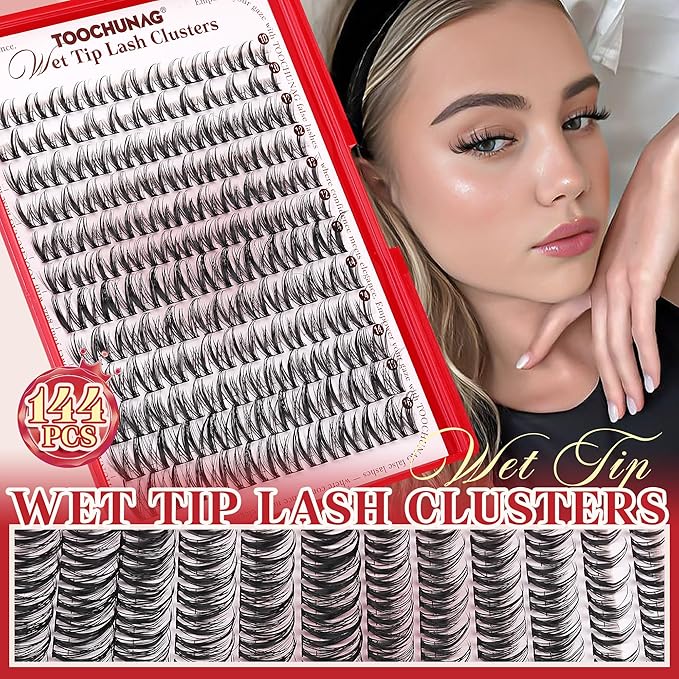 Manga Lash Clusters Wispy Cluster Eyelash Extensions Natural Lashes Clusters 144pcs 10-16mm DIY Eyelash Clusters Soft Individual Lashes Extension with Thin Band by TOOCHUNAG