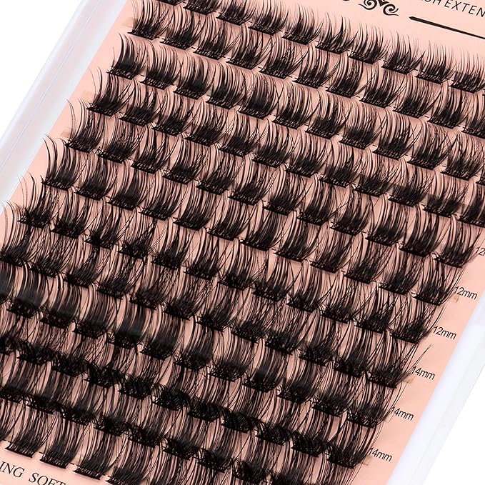 Lash Clusters 144 PCS 8-16mm Mix Volume Lashes Eyelash Clusters D Curl Cluster Eyelash Extensions Natural Wispy Cluster Lashes Reusable Individual Thick Lash Extension (QD-8-16mm - Mix)