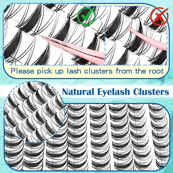 Lash Clusters Fairy Eyelash Clusters D Curl Manga Cluster Lashes 10-16mm Natural Spiky DIY Lash Extensions 120pcs Anime Cluster Eyelash Extensions at Home (Airy)