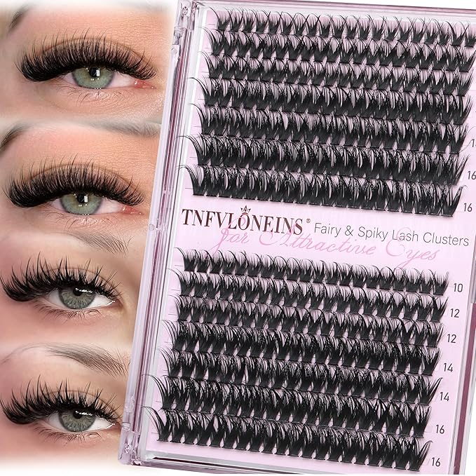 TNFVLONEINS Lash Clusters Wispy Cluster Eyelash Extensions Spiky Eyelash Clusters DIY Individual Lashes Clusters D Volume Eye Lashes Cluster 10-16MM Natural Lash Extension
