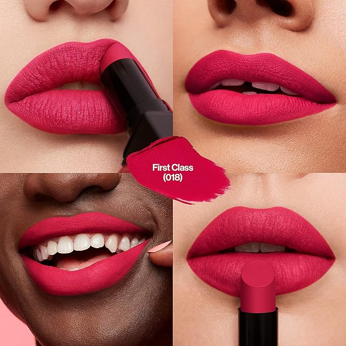 REVLON Lipstick, ColorStay Suede Ink, Built-in Primer, Infused with Vitamin E, Waterproof, Smudge-proof, Matte Color, 018 First Class, 0.09 oz.