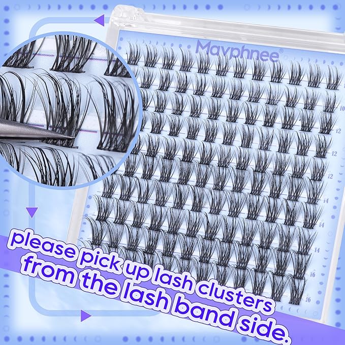 Mavphnee Lash Clutsers Natural Eyelashes Clusters 10-16MM Wispy Lashes Extensions C-Curly Cluster Eyelash Extensions for Clean Makeup Look 120Pcs DIY Cluster Lash Individuals Pack