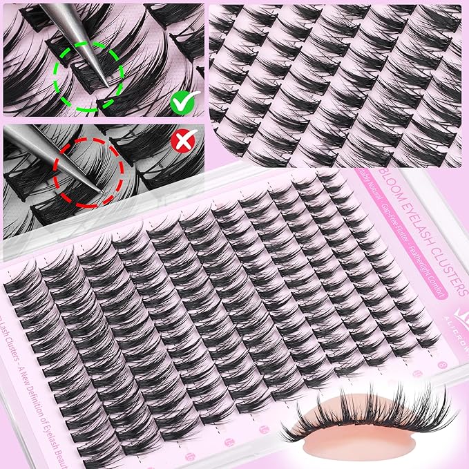 Wispy Lash Clusters Kit Manga Eyelash Extensions Kit with Lash Bond and Seal Spiky Doll Lash Extensions Natural Individual Lashes Kit 165Pcs 8MM-16MM