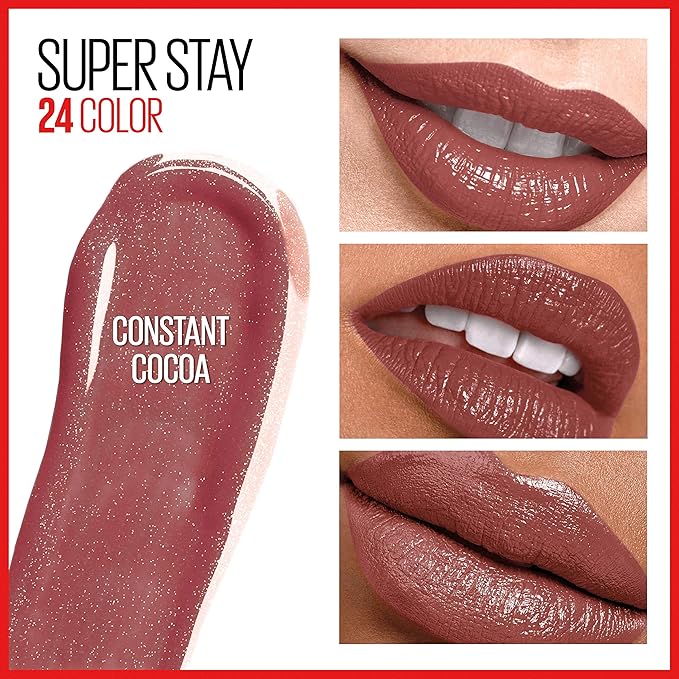 MAYBELLINE Super Stay 24, 2-Step Liquid Lipstick Makeup, Long Lasting Highly Pigmented Color with Moisturizing Balm, Constant Cocoa, Brown, 1 Count (Pack of 2)