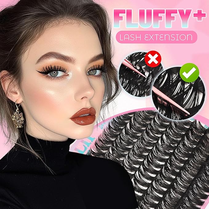 Lash Clusters Thick Volume DIY Lash Extensions 245Pcs 70D 80D Dramatic Individual Lashes 10-18MM Mixed D Curl Fluffy Eyelash Extensions Soft Thick Cluster Lashes (70D+80D)
