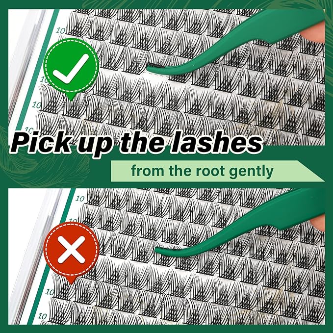 KEYYOU Lash Clusters 144pcs Individual D Curl 18mm Air Touch Cluster Lashes Super Lightweight Soft Wispy Comfortable Easy DIY at Home