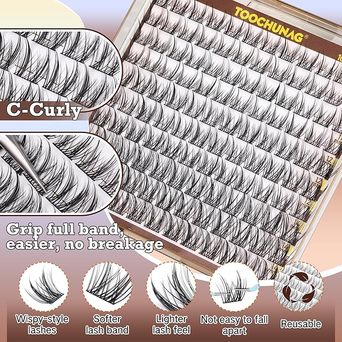 Wispy Lash Clusters Natural Eyelash Clusters 10-14mm Spiky Cluster Eyelash Extensions C Curly Manga Lashes Clusters DIY Individual Lashes Extension Pestañas postizas naturales by TOOCHUNAG