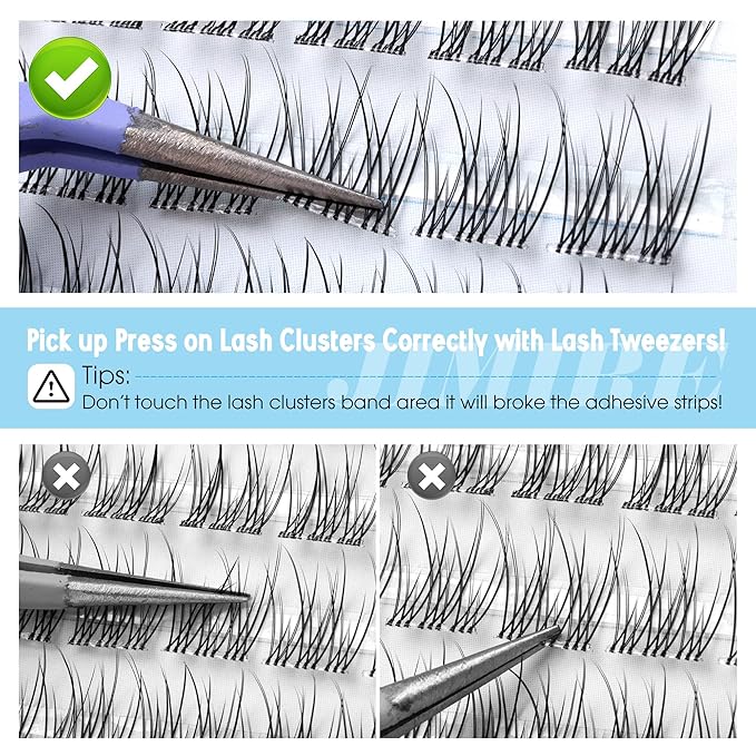 JIMIRE Natural Self Adhesive Eyelashes Wispy Pre Glued Lash Clusters No Glue Needed Press on Lashes Reusable Self Adhesive Lash Clusters Easy to Apply 9-12MM 108Pcs Pack