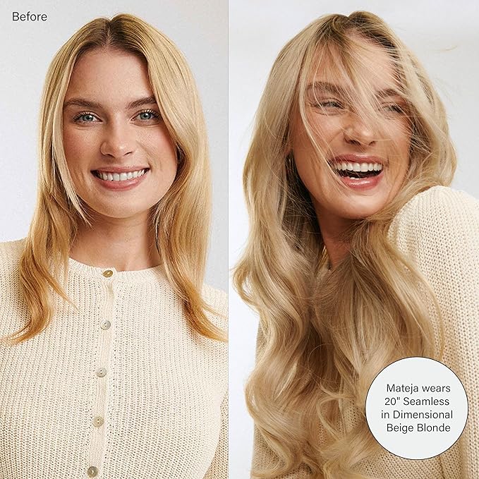 Luxy 100% Remy Human Hair - Seamless Clip-In Hair Extensions - Multi-Dimensional Color for Natural Blending, Adds Volume & Length 160 grams 16" Platinum Blonde Seamless