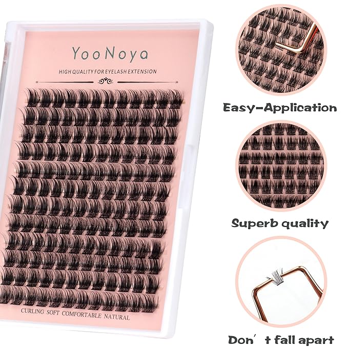 Lash Clusters 144 PCS Individual Lashes 12mm Eyelash Clusters D Curl Thick Cluster Eyelash Extensions Natural Wispy Cluster Lashes Reusable Volume Lash Clusters Lasting Lash (QD-12mm)