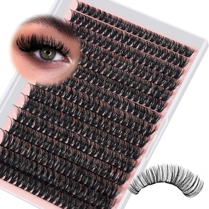 Volume Lash Clusters 80D Thick Eyelash Clusters D Curl Cluster Eyelash Extensions 10-18mm Ultra-Soft Individual Lashes DIY Lash Clusters at Home（80D, 10-18mm）