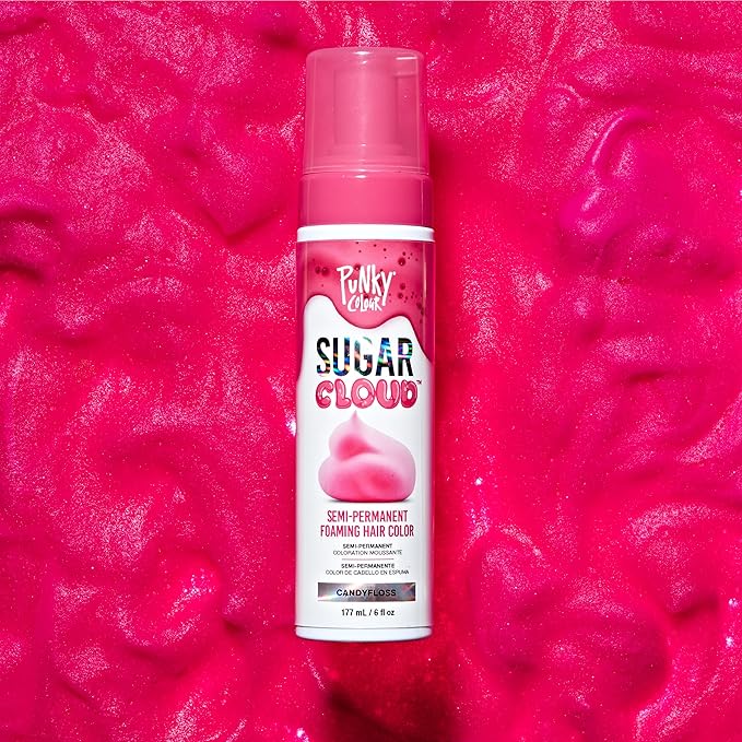 Punky Sugar Cloud Semi-Permanent Foam Hair Color, CandyFloss - Vibrant Hair Dye for Long-Lasting Color, Easy Application Foam Hair Dye, 6 fl oz.