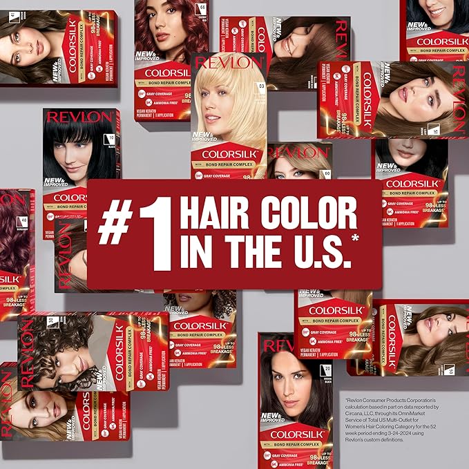 Revlon ColorSilk with Bond Repair Complex, Brown Permanent Hair Color, 100% Gray Coverage, Ammonia Free Hair Dye, Vegan Keratin, 43 Medium Golden Brown (Pack of 3)