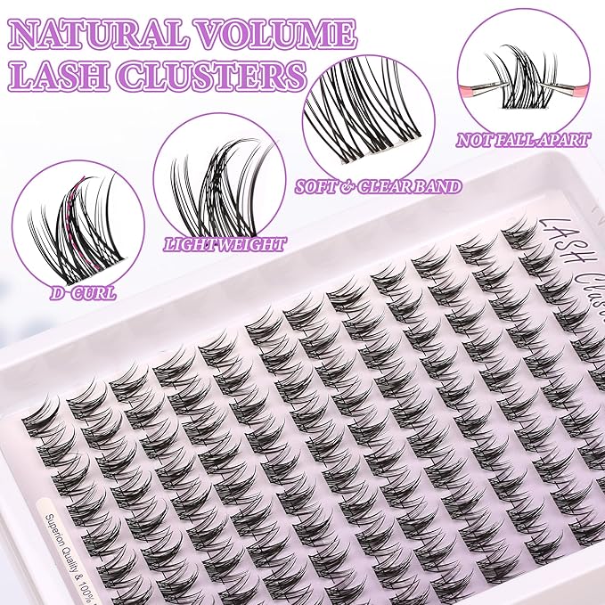 Lash Clusters Manga With Spikes Wispy Cluster Natural Eyelash Extensions Anime Eyelashes Clusters Faux Mink Fairy Individual Lash Extension Kit for Self Application