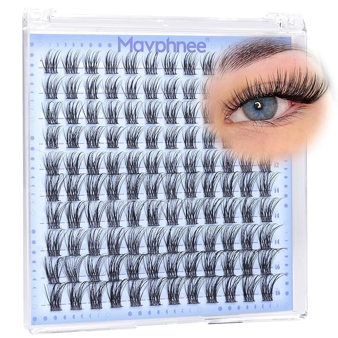 Mavphnee Lash Clutsers Natural Eyelashes Clusters 10-16MM Wispy Lashes Extensions C-Curly Cluster Eyelash Extensions for Clean Makeup Look 120Pcs DIY Cluster Lash Individuals Pack