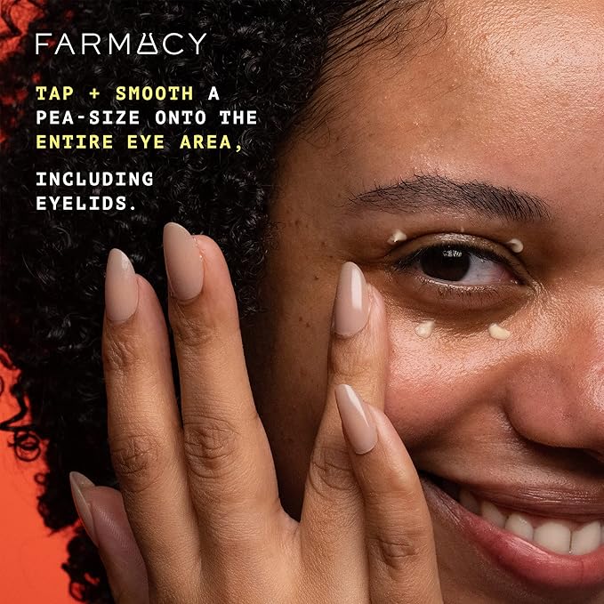 Farmacy Wake Up Honey Vitamin C Eye Cream - Brightening Under Eye Cream for Dark Circles + Puffiness - Enriched with Cranberry Peptide to Smooth Wrinkles Over Time (15ml)