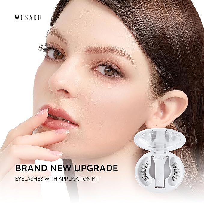 WOSADO Soft Magnetic Eyelashes Kit with Applicator, No.12 Iris Black, Reusable Glue-free Wispy Magnetic Lashes, Cruelty-free False Lashes, Waterproof, Lightweight, Suit for Heavy Makeup