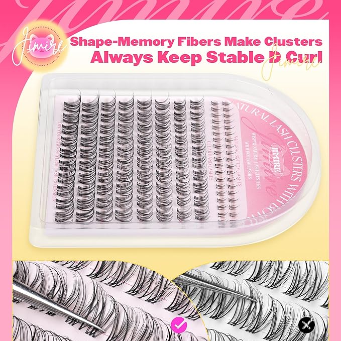 JIMIRE Venus Lash Clusters with Bottom Lashes Natural Look Wispy 10-16MM Eyelash Clusters D-Curly Cluster Eyelash Extensions 112Pcs DIY Lash Extension Invisible Band Lashes Clusters