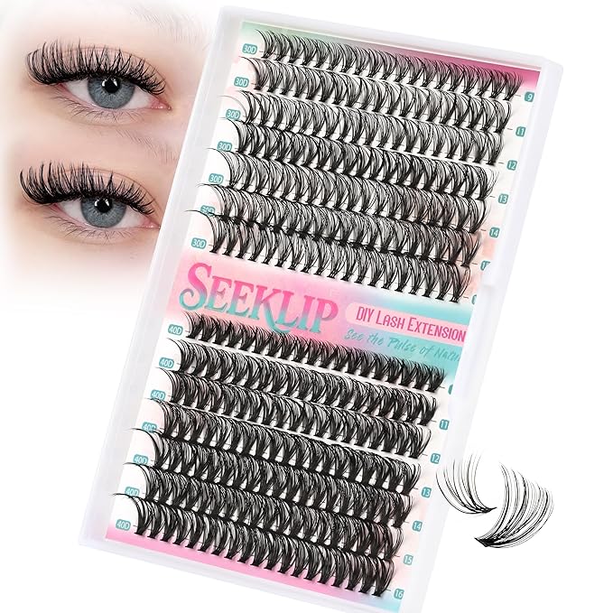 Lash Clusters DIY Lash Extensions 30D 40D Individual Lashes 266Pcs 9-16MM Mixed Wispy Natural Eyelash Extensions D Curl Thin Band Volume Cluster Lashes (30D+40D)