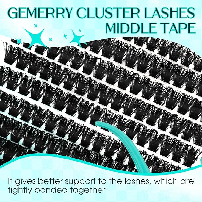 Lash Clusters Fluffy Cluster Lashes Extensions Thick 280pcs D Curl Eyelash Clusters DIY At Home Individual Lashes Extension by GEMERRY（60P-10-18mm)