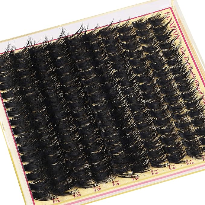 Volume Lash Clusters with Spiky Manga Lash Clusters 200D Eyelash Clusters 10-18MM Thick D Curl Cluster Eyelash Extensions 3D Wispy Cluster Eyelash Extensions by FANXITON