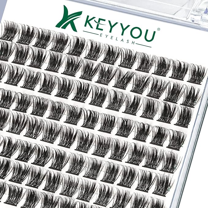 Lash Clusters,96 Pcs Cluster Lashes Y06 D Curl 12mm DIY Lash Extensions Eyelash Clusters,KEYYOU Volume Wispy Individual Lashes Soft&Comfortable Easy DIY at Home(Y06,D-12mm)