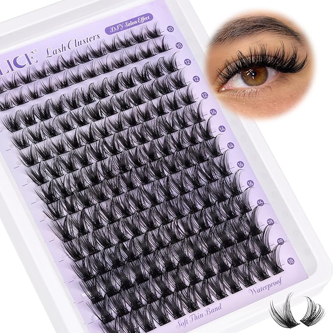 ALICE Lash Clusters Wispy Eyelash Clusters 10-18mm 168pcs Cluster Eyelash Extensions Natural Volume Lash Extensions DIY Individual Lashes Clusters with Soft Thin Band