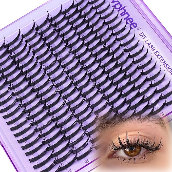 Mavphnee Lash Spikes Manga Lashes Extensions Anime Lash Clusters Spiky Eyelash Individuals 13-21MM Long Cluster Eyelash Extensions D-Curly Fairy Individual Cluster Lashes Pack 180Pcs